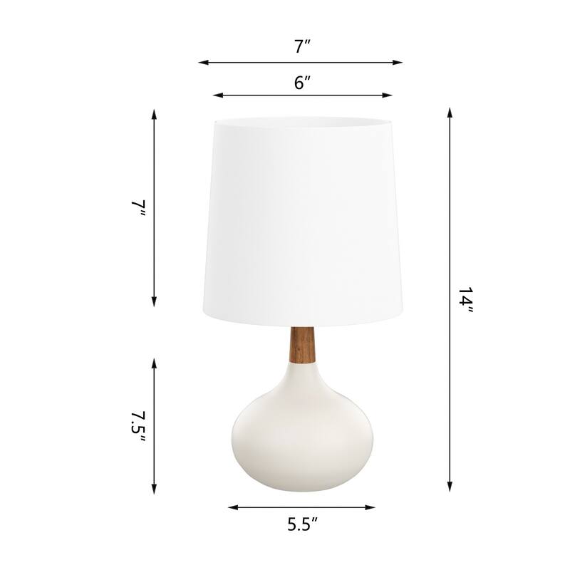 Maxax 14'' Ceramic And Wood Modern Table Lamp Set For Living Room/bedroom (Set of 2)