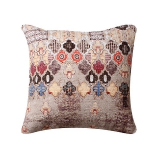 18 x 18 Inch Modern Bohemian Style Square Cotton Accent Throw Pillow, Eastern Quatrefoil Print, Multicolor