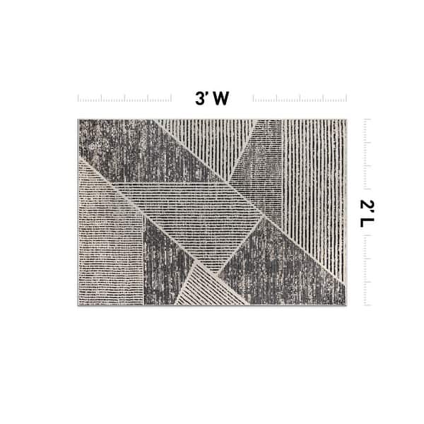 dimension image slide 11 of 14, Contemporary Distressed Geometric Area Rug