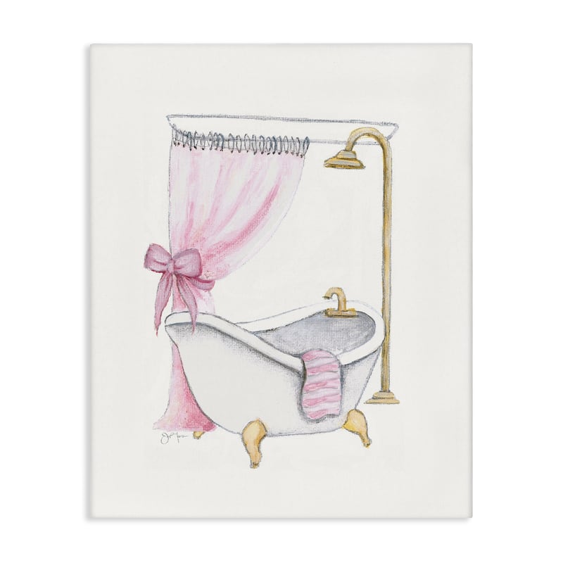 Stupell Simple Glam Bathroom Tub Canvas Wall Art Design By Janet Tava - 36 x 48