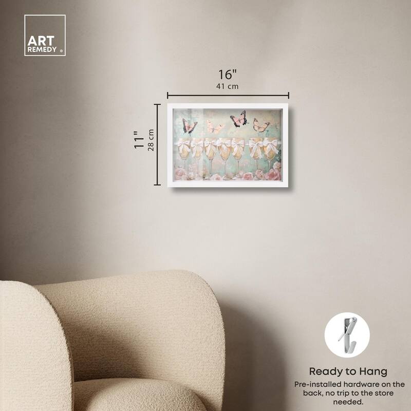 Champagne Mint and Pink Glass Shadowbox by Art Remedy