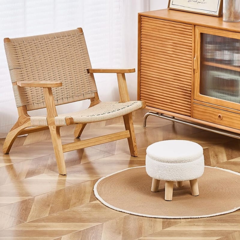 Storage Ottoman Modern Round Footrest