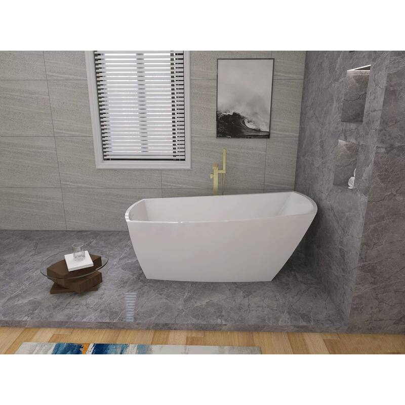 Peter Soaking Single Slipper Rectangular Bathtub in Glossy White