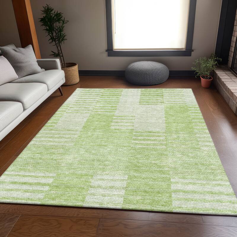 Premium Washable Super Soft Stripe Geo Mayfield Rug - Aloe - 5' x 7' 6" - Rectangle