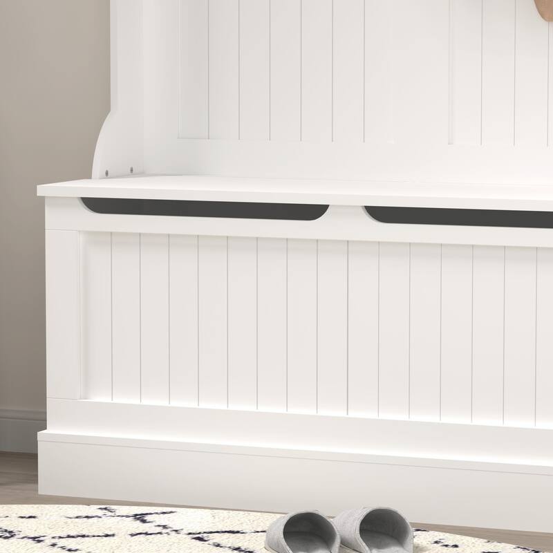 Entryway Bench with 5-Hook Coat Rack & Shoe Storage