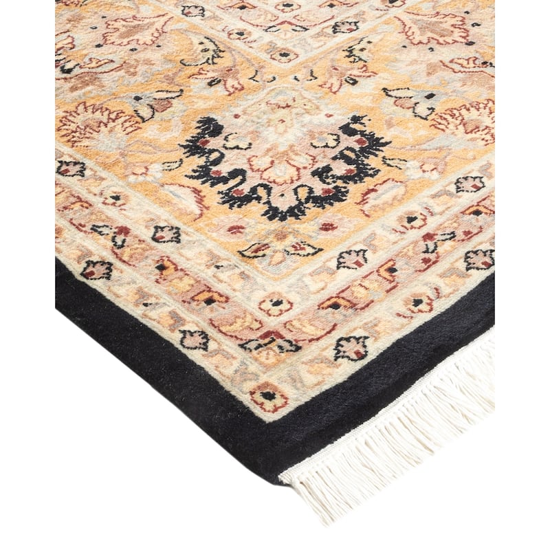Overton Hand Knotted Wool Vintage Inspired Traditional Mogul Black Area Rug - 9 x 12