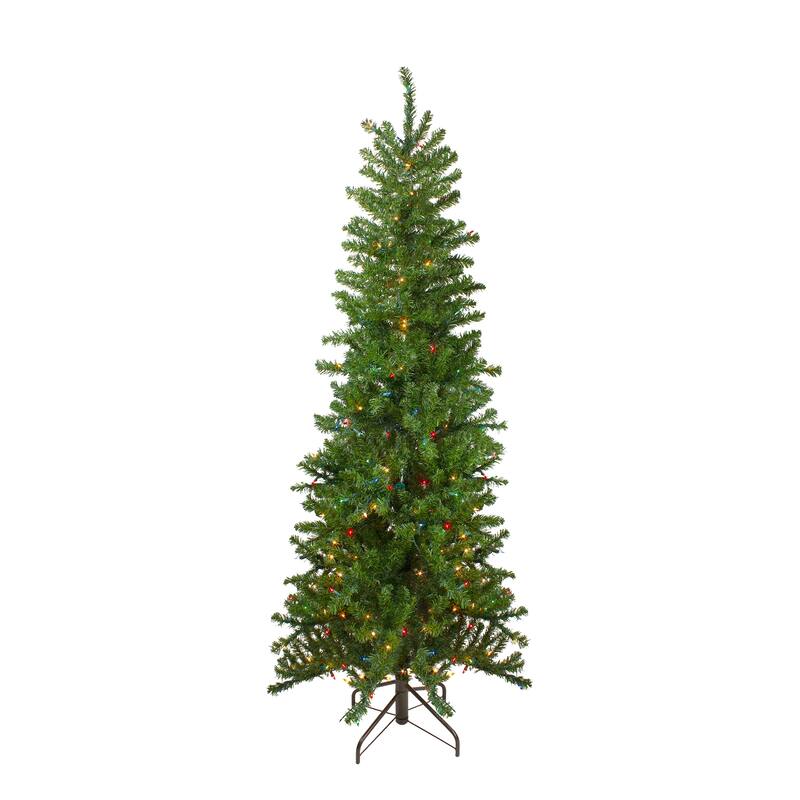 6.5' Canadian Pine Artificial Pencil Christmas Tree Multi Lights - 6.5 Foot