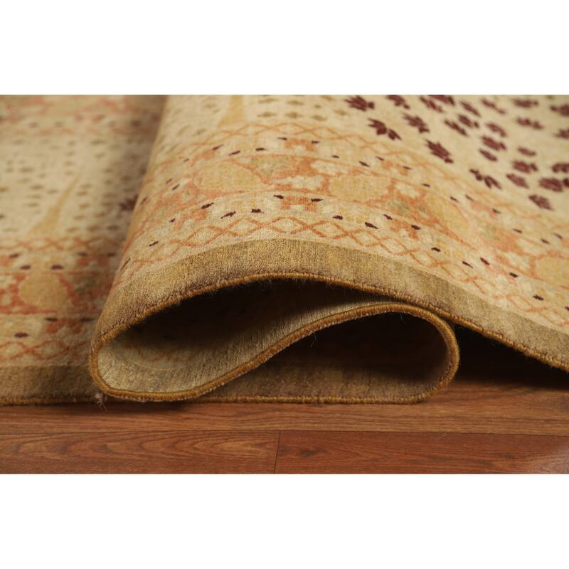 Floral Tabriz Oriental Large Rug Hand-Knotted Wool Carpet - 12'2"x 17'10"