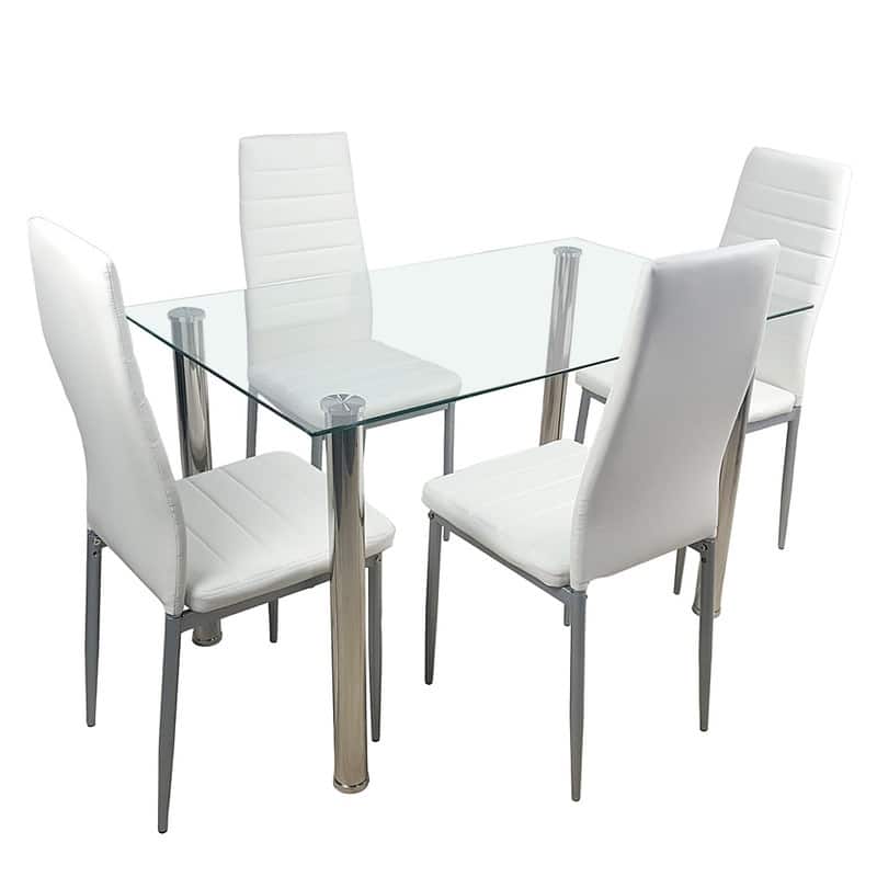 PVC Leather Comfortable Dining Chairs White (Set of 4)