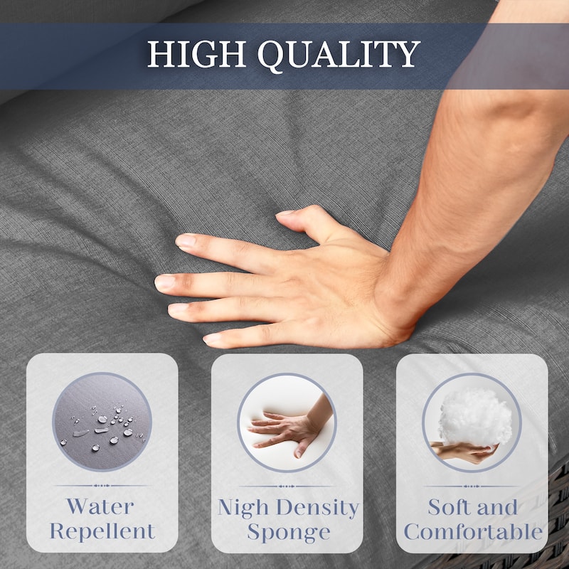 5 Pieces Rocker Chairs Patio Sofa Table Brown-Beige - Brown