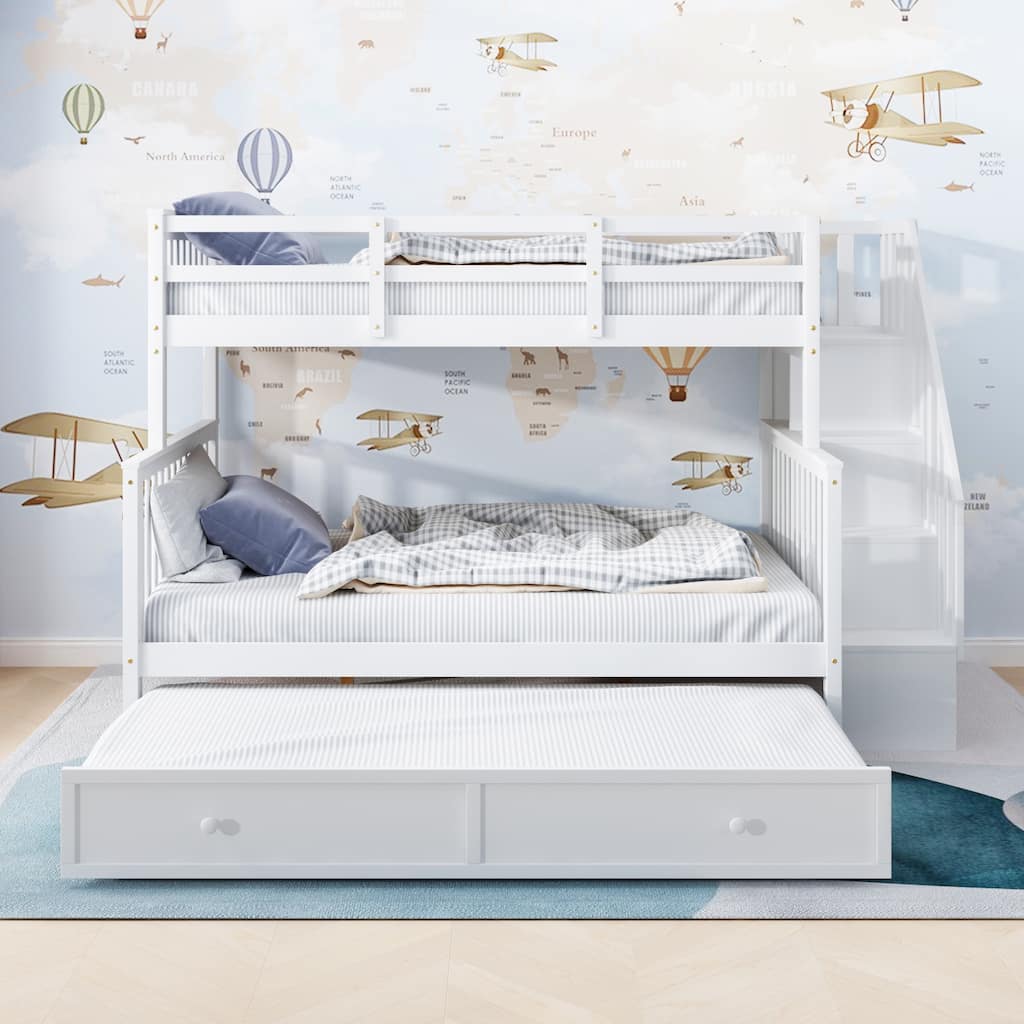 Stairway Twin-Over-Full Bunk Bed with Twin size Trundle