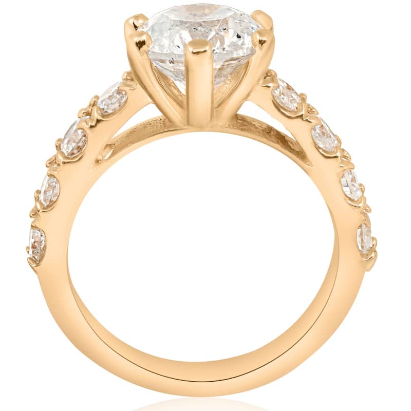 Certified 4 1/2Ct TW Diamond Engagement Ring Yellow Gold Lab Grown