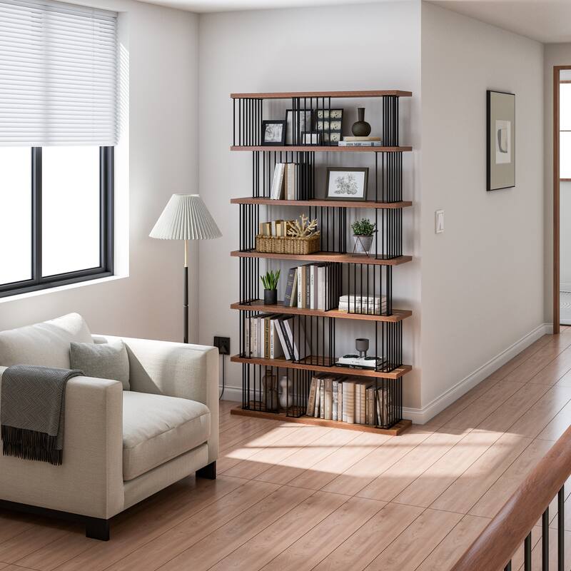 EVE Modern Iron Standard Bookcase - 47.24*11.81*86.81 inches - 47.24*11.81*86.81 inches - Antique wood