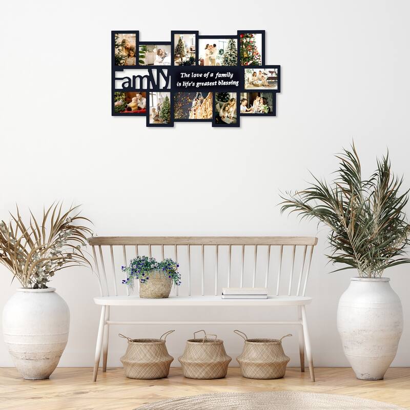 Black Decorative Wood 'Family' Collage Wall Hanging Photo Frame