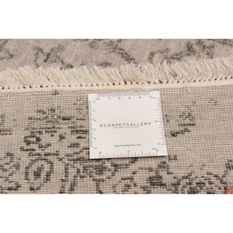 ECARPETGALLERY Hand-knotted Heritage Grey Silk, Wool Rug - 5'7 x 7'11
