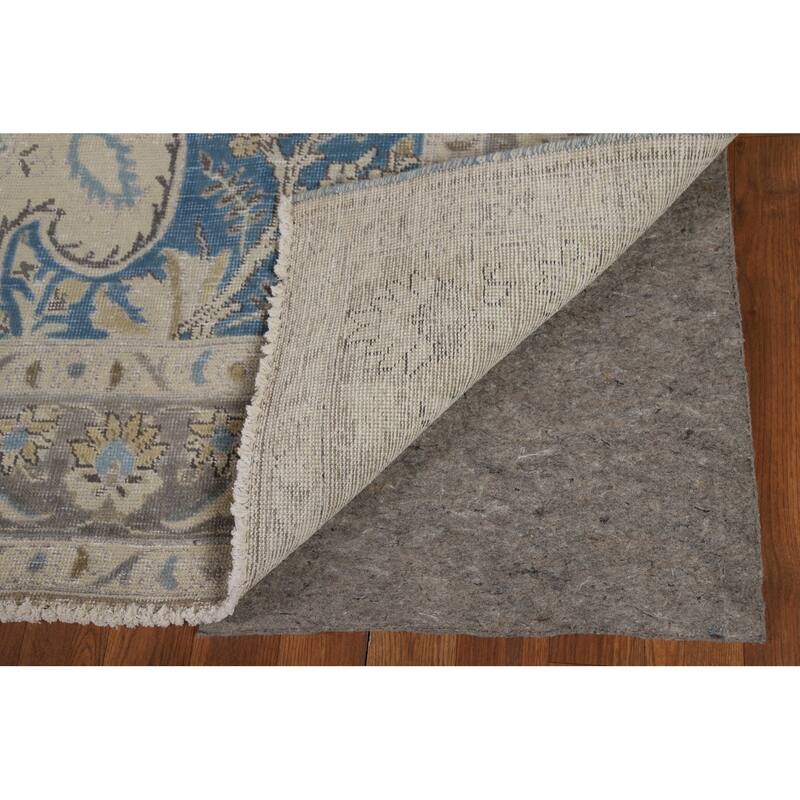 Traditional Floral Tabriz Persian Area Rug Handmade Beige Wool Carpet - 7'0"x 10'4"