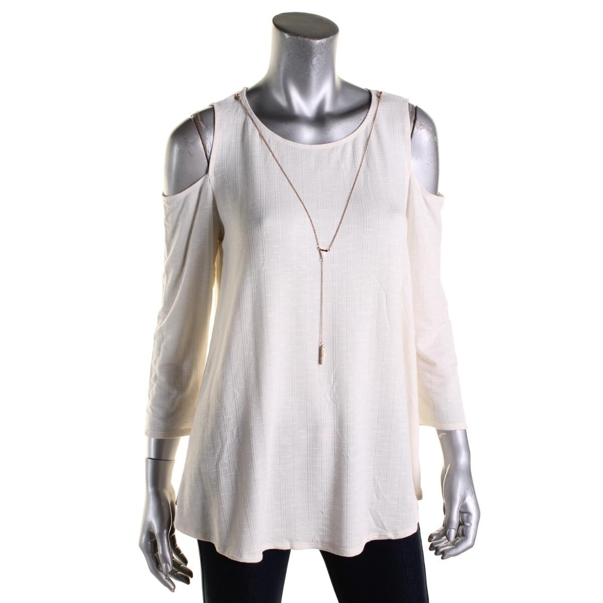 Status By Chenault Womens Plus Floral Cold Shoulder Pullover Top