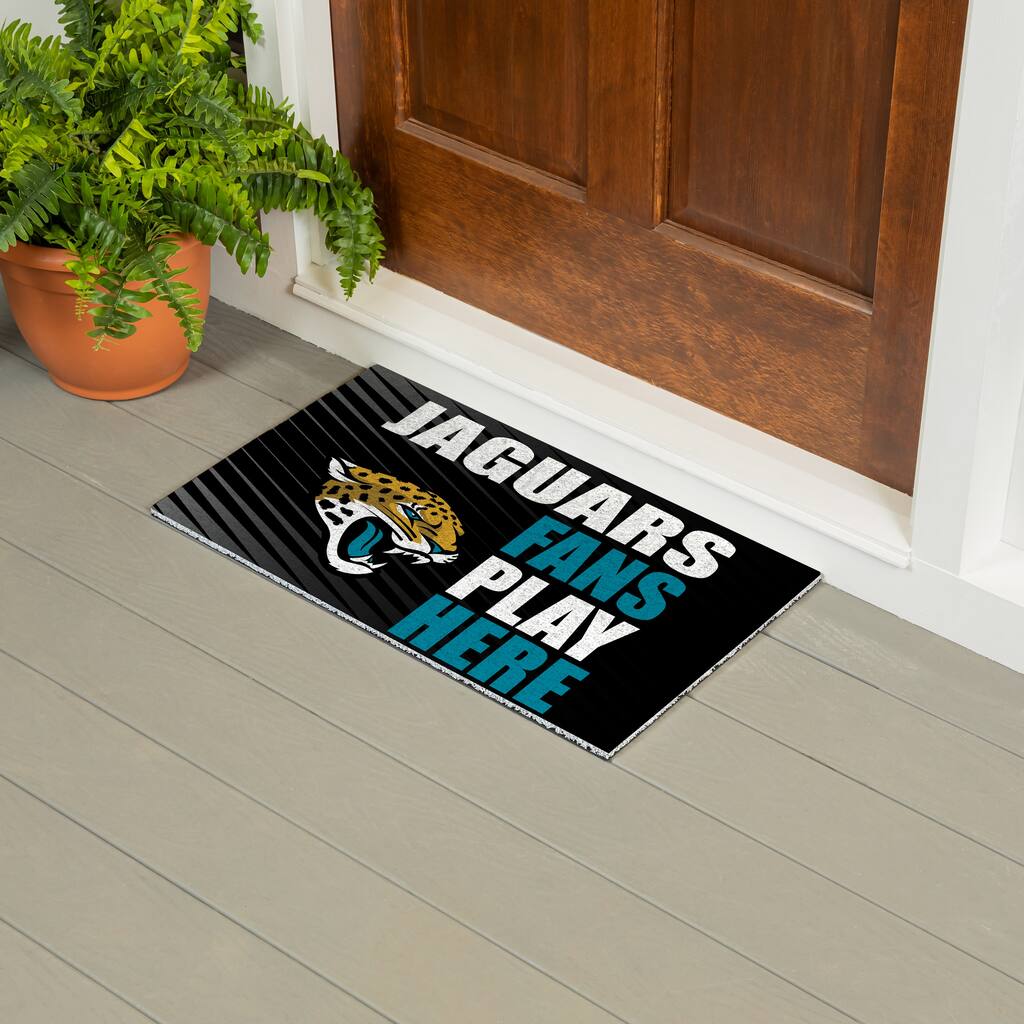 28 in. x 16 in. Jacksonville Jaguars "Fans Play Here" PVC Door Mat