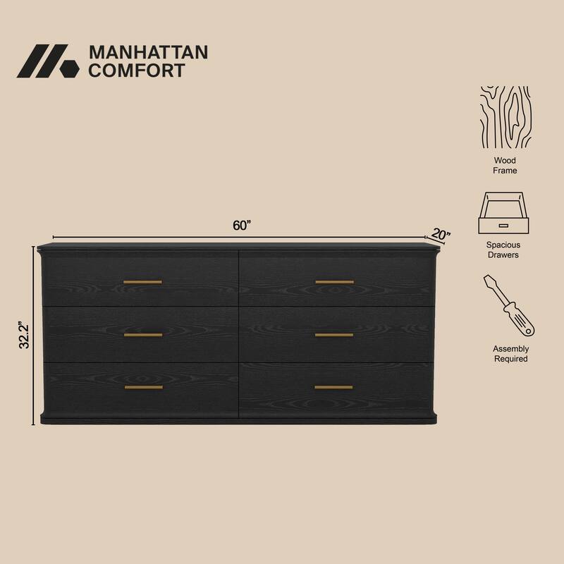 Clifford 60 In 6 Drawer Bedroom Dresser