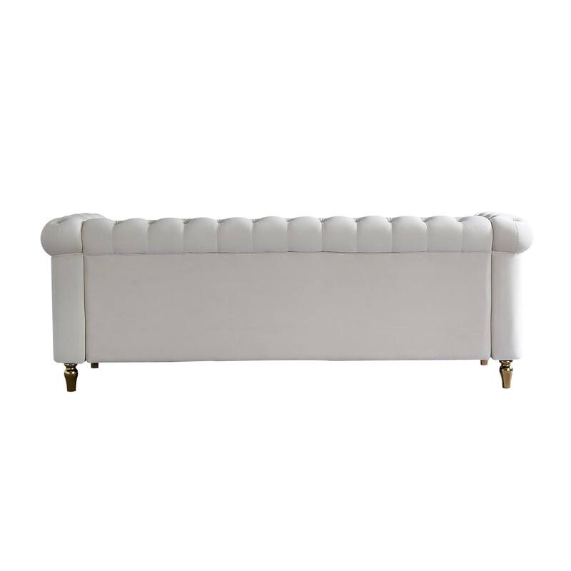 Chesterfield Velvet Sofa with Golden Decorative Strip for Living Room