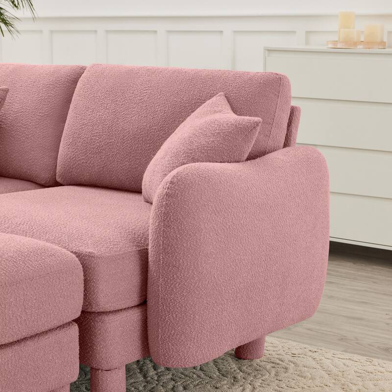 109.4" 3-Seater Modern Upholstered Sofa Couch, Deep-Seat Sectional Sofa with Shell-Shaped Armrests, Leisure Sofa for Living Room