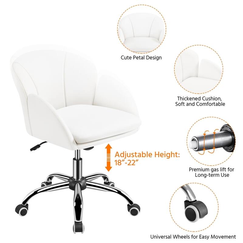 Yaheetech Modern Swivel Rolling Desk Chair Makeup Vanity Chair for Home Office