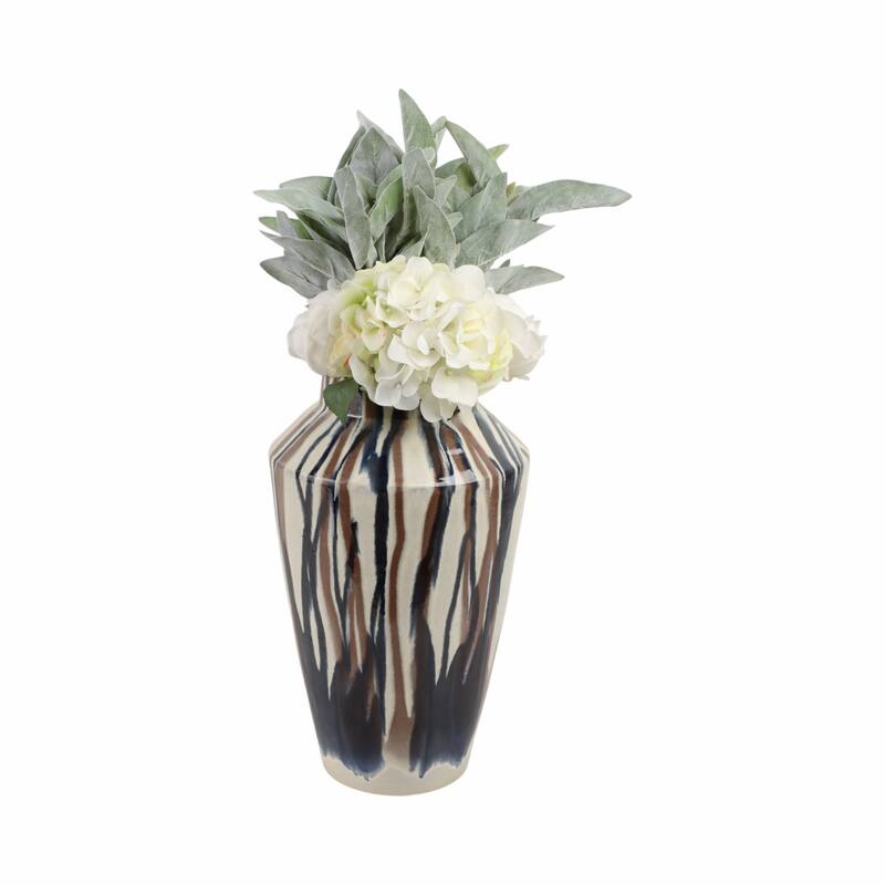 Terracotta Vase Abstract Pattern Design Handcrafted Look Glaze Decor