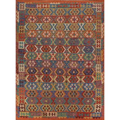 All-Over Kilim Oriental Area Rug Handmade Wool Carpet - 8'5"x 11'2"