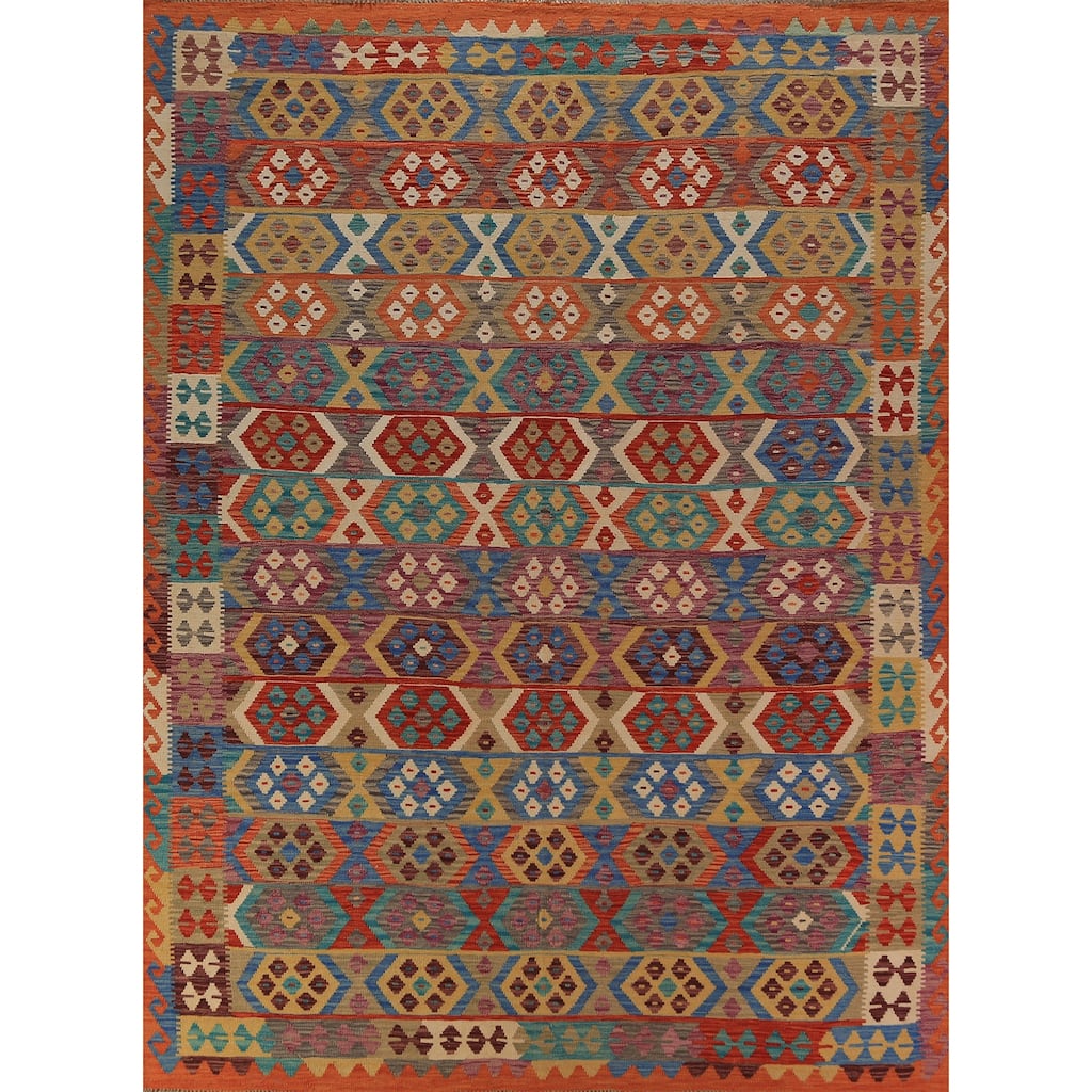 All-Over Kilim Oriental Area Rug Handmade Wool Carpet - 8'5"x 11'2"