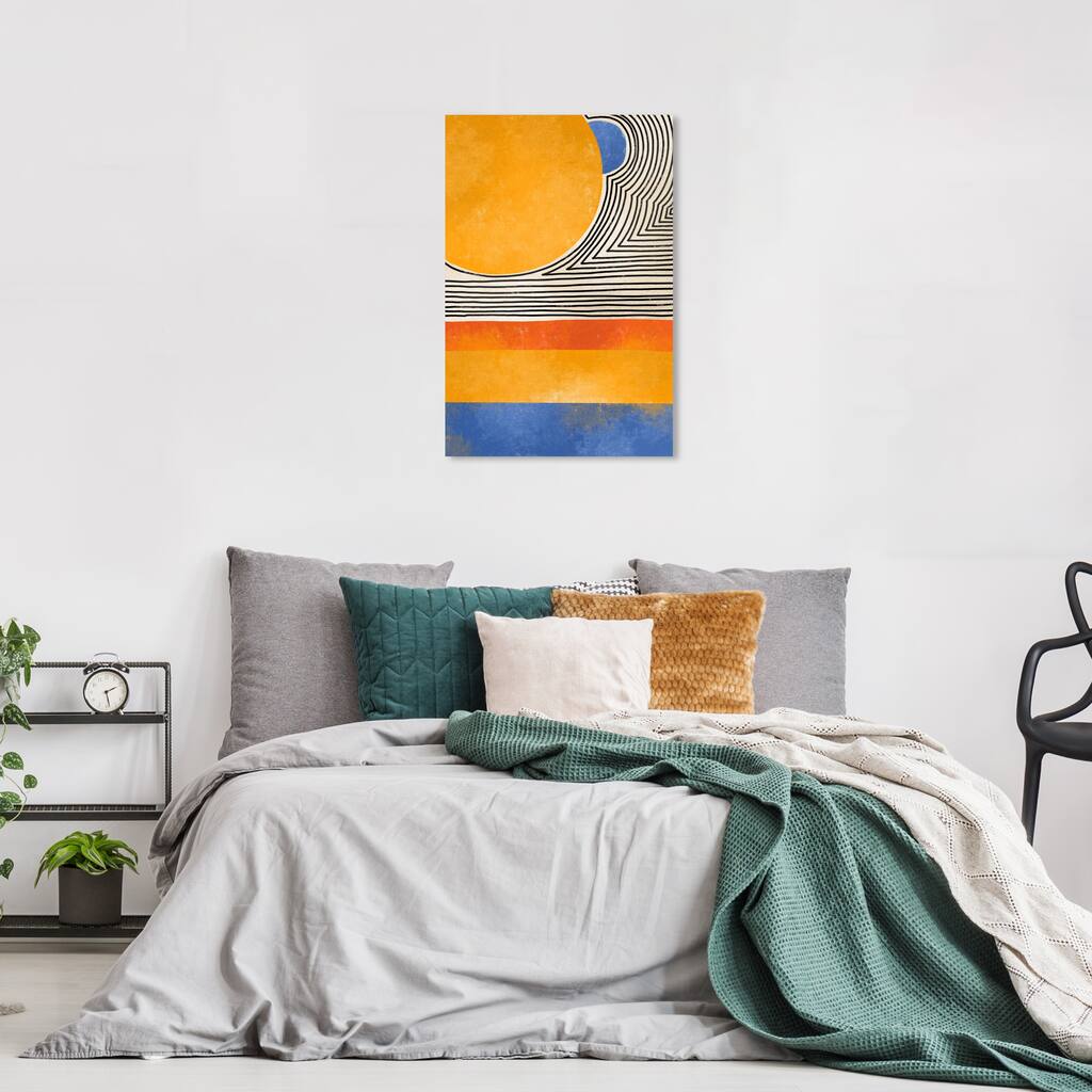 Wynwood Studio Canvas Abstract Sun is reflected Yellow and Modern & Contemporary Wall Art Canvas Print