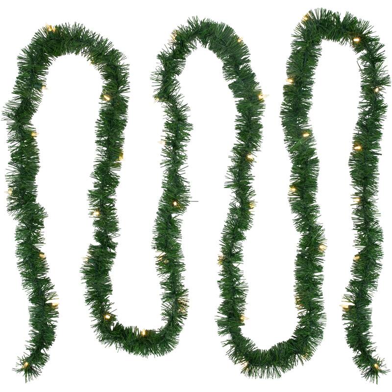 18' Pre-Lit LED Pine Artificial Christmas Garland - Warm White Lights