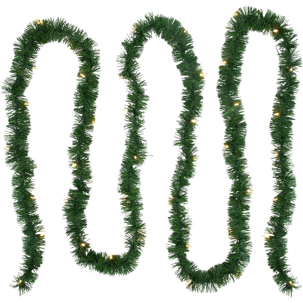 18' Pre-Lit LED Pine Artificial Christmas Garland - Warm White Lights