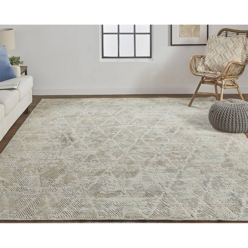 Huntley Abstract Chevron Rug, Oyster Gray/Taos Taupe, Area Rug