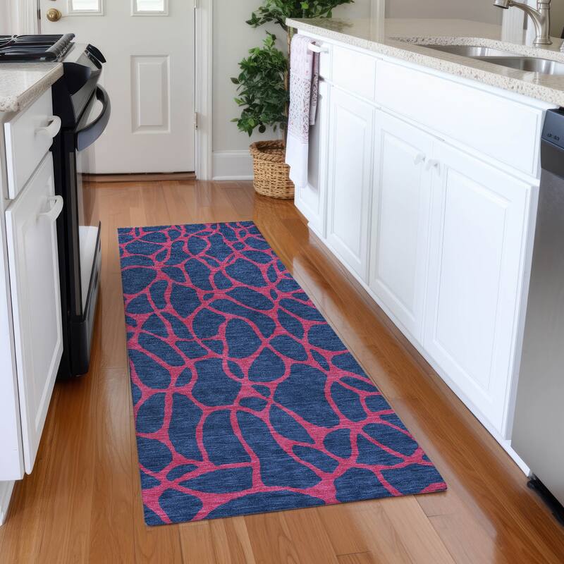 Premium Washable Super Soft Contemporary Macy Mayfield Rug - Navy - 2'3" x 7'6"