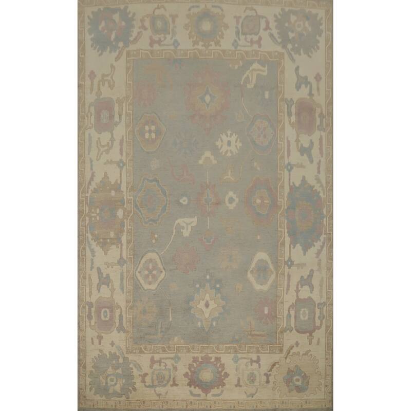 Hand Knotted Oriental 100% Wool Carpet Transitional All-Over Greys & Charcoal Oushak Area Rug - 13' 7'' X 9' 8''