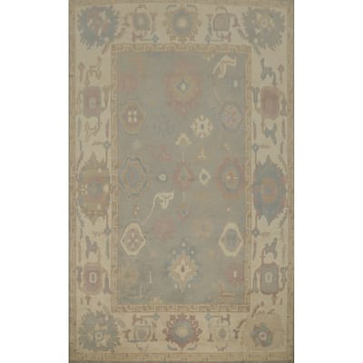 Hand Knotted Oriental 100% Wool Carpet Transitional All-Over Greys & Charcoal Oushak Area Rug - 13' 7'' X 9' 8''