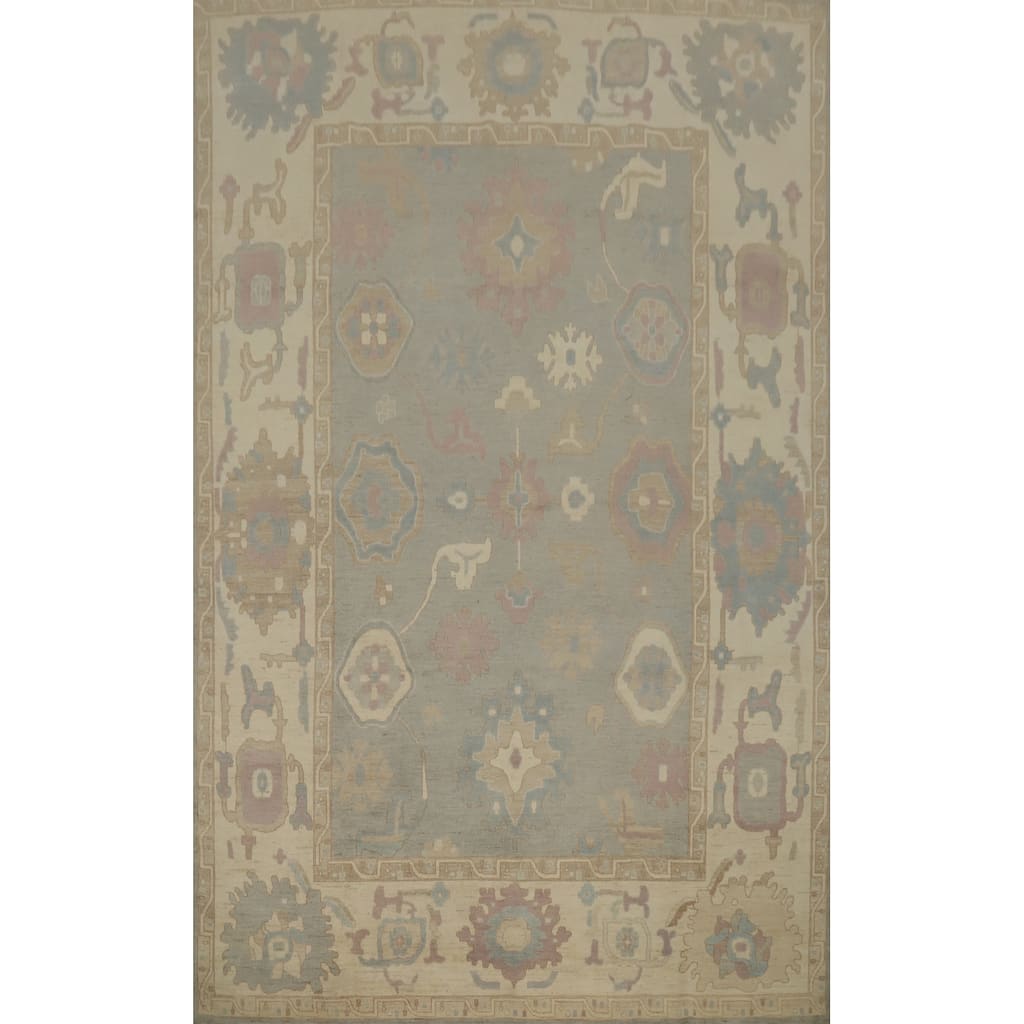 Hand Knotted Oriental 100% Wool Carpet Transitional All-Over Greys & Charcoal Oushak Area Rug - 13' 7'' X 9' 8''