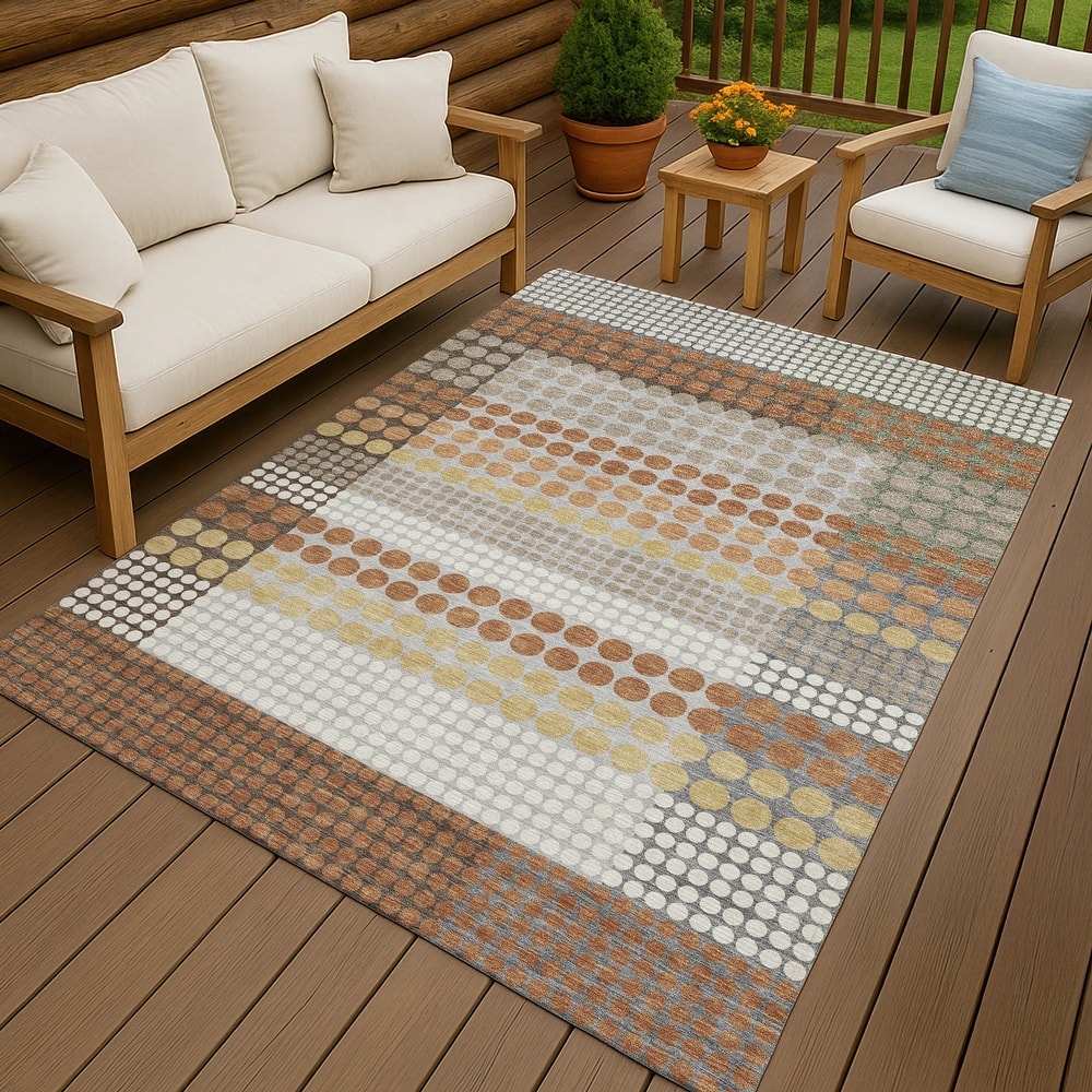 Machine Washable Indoor/ Outdoor Casual Dotty Chantille Rug
