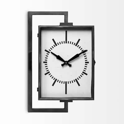Rectangular Large Black Industrial style Wall Clock - 22" x 5"
