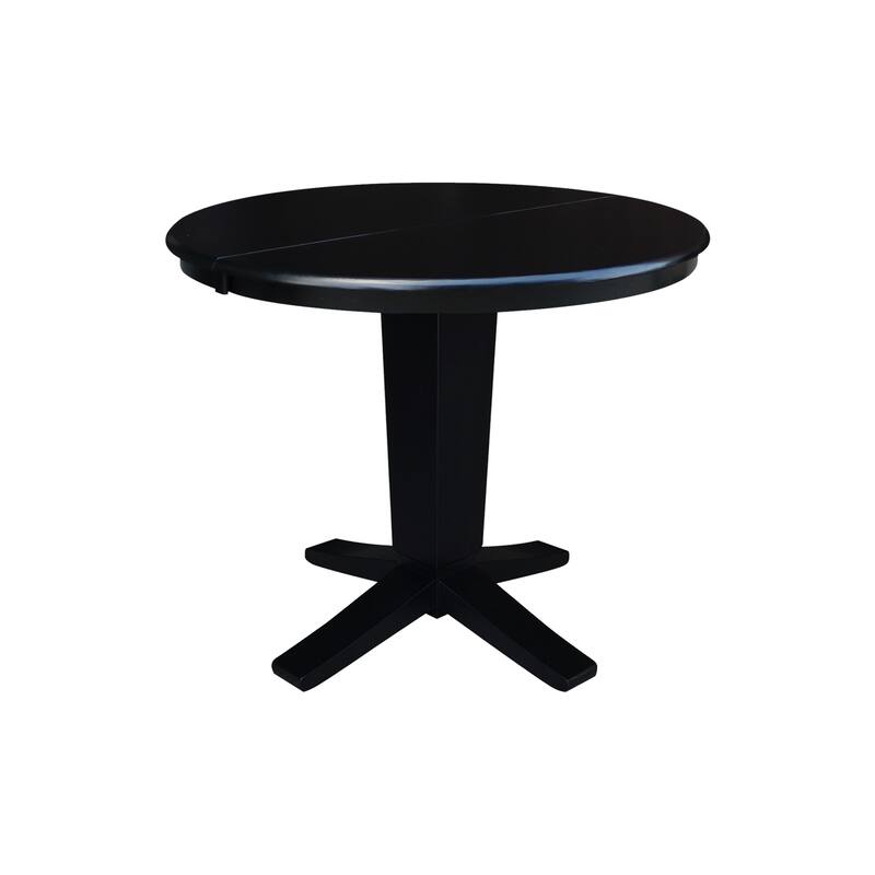 36 in Round Extension Dining Table with 12 in Leaf and Dining Chairs