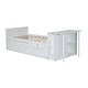 preview thumbnail 6 of 16, Twin Size Multifunctional Wood Platform Bed w/ Desk & Storage Shelf at the End of the Bed, Built-in Trundle & 3 Drawers, White
