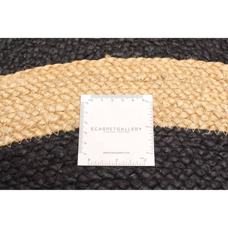 ECARPETGALLERY Braided Weave Palas Denizli Black Jute Rug - 3'10 x 3'10