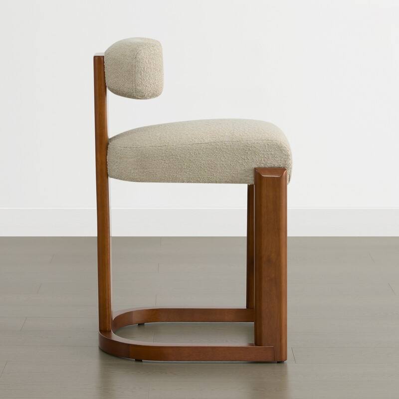 Spruce & Spring Arya Upholstered Boucle Counter Stool with Solid Wood Frame