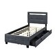 preview thumbnail 9 of 11, Twin Size Upholstered Bed w/ LED, 2 Drawers, Linen Platform Bed Frame for Kids Teens Adults Space-Saving, Easy Assembly, Gray