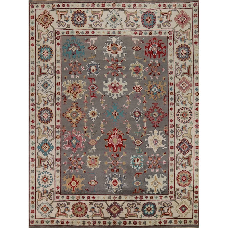 Hand Knotted Oriental 100% Wool Carpet Transitional All-Over Greys & Charcoal Oushak Area Rug - 10' 1'' X 8' 2''