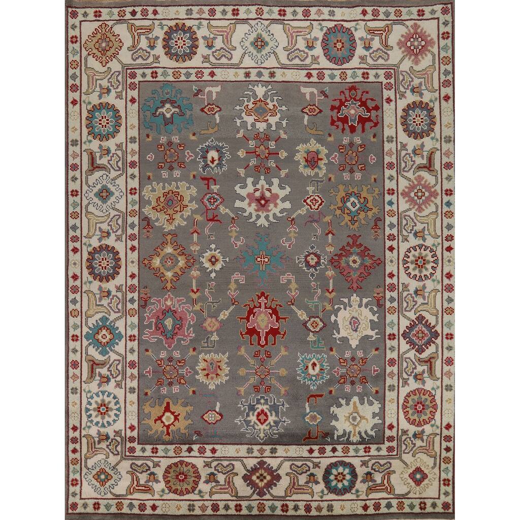 Hand Knotted Oriental 100% Wool Carpet Transitional All-Over Greys & Charcoal Oushak Area Rug - 10' 1'' X 8' 2''