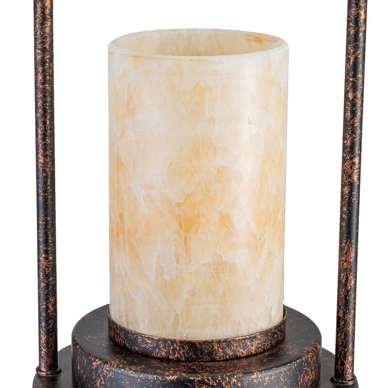 Retro Industrial Iron Pendant with Alabaster Candle Shade