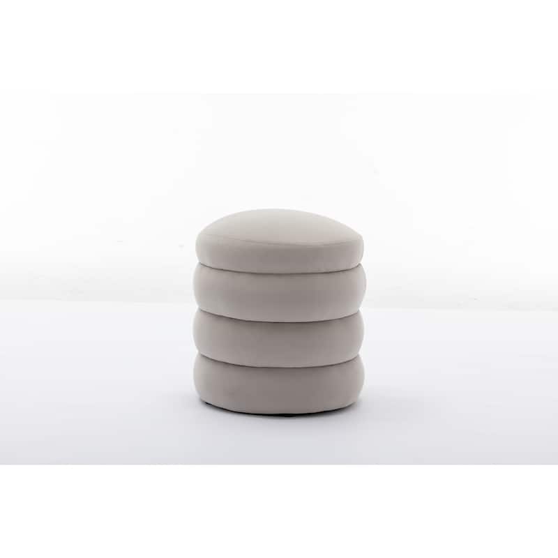 Soft Velvet Round Ottoman Footrest Stool