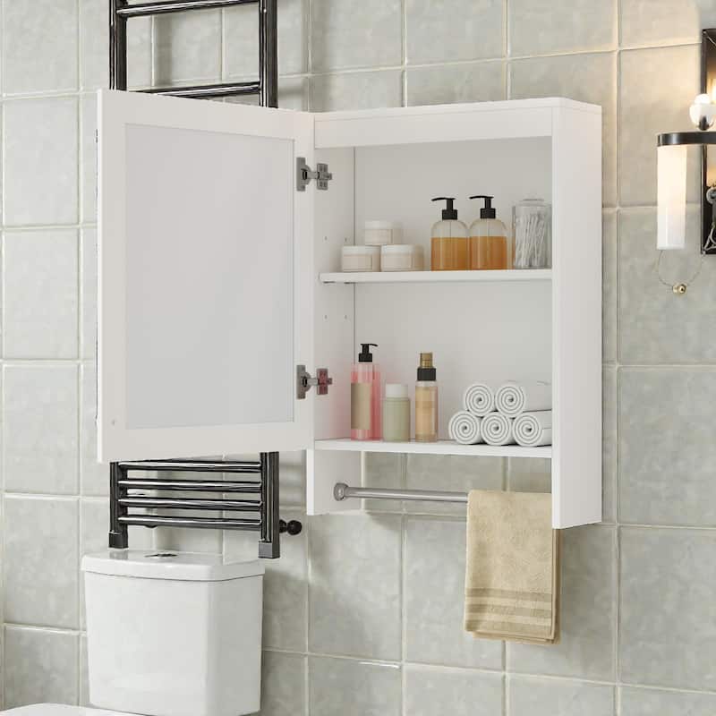 3 in 1 Bathroom Mirror Medicine Cabinet Wall Mounted, 20 Inch Modern Storage Cabinet with Adjustable Shelf