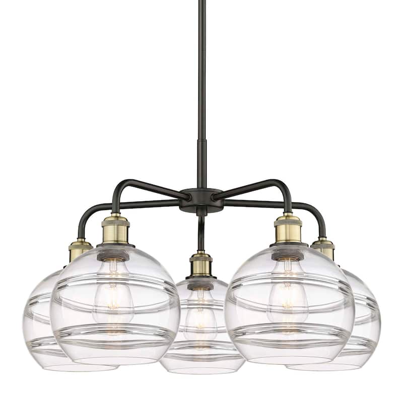 Innovations Lighting 516-5CR-16-26 Rochester Chandelier Rochester 5 - Black Antique Brass / Clear